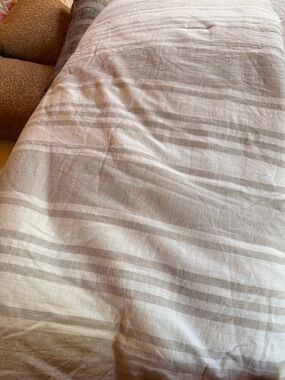 Threshold Striped Duvet Cover in Taupe and White
